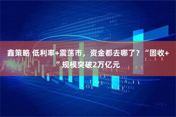 鑫策略 低利率+震荡市，资金都去哪了？“固收+”规模突破2万亿元