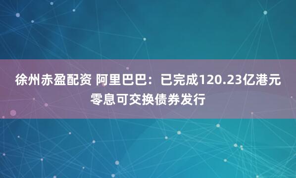 徐州赤盈配资 阿里巴巴：已完成120.23亿港元零息可交换债券发行